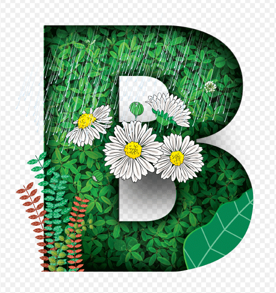 B letter marquee img, Font, B, impressive, english letters, vietnamese letters, nature, stylized alphabet Flowers, leaves, alphabet illustration, free png, free img