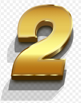 Number Golden, Number Gold 3D, Gold Number Two, number 2, text, color png, 3d numbers, Number design, Number font, Number png