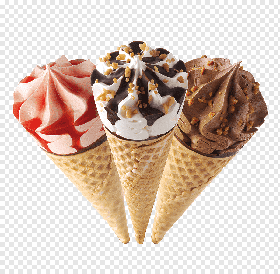 Chocolate ice cream, Vanilla ice cream, Strawberry ice cream, ice cream, kem ốc quế, ice cream cone, peanut topping, png free, siro, syrup, 花生